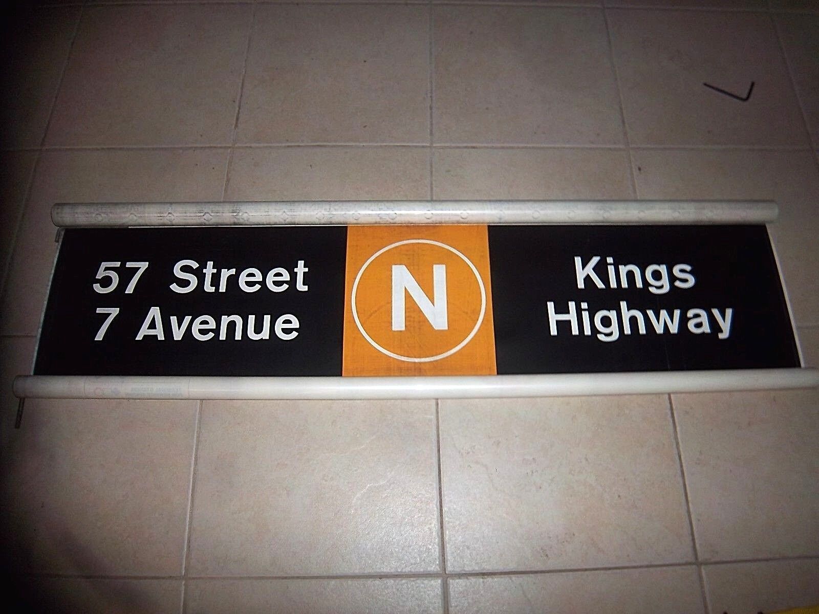 NY NYC SUBWAY ROLL SIGN N 57th 7TH AVENUE CARNEGIE HALL KINGS HIGHWAY BROOKLYN