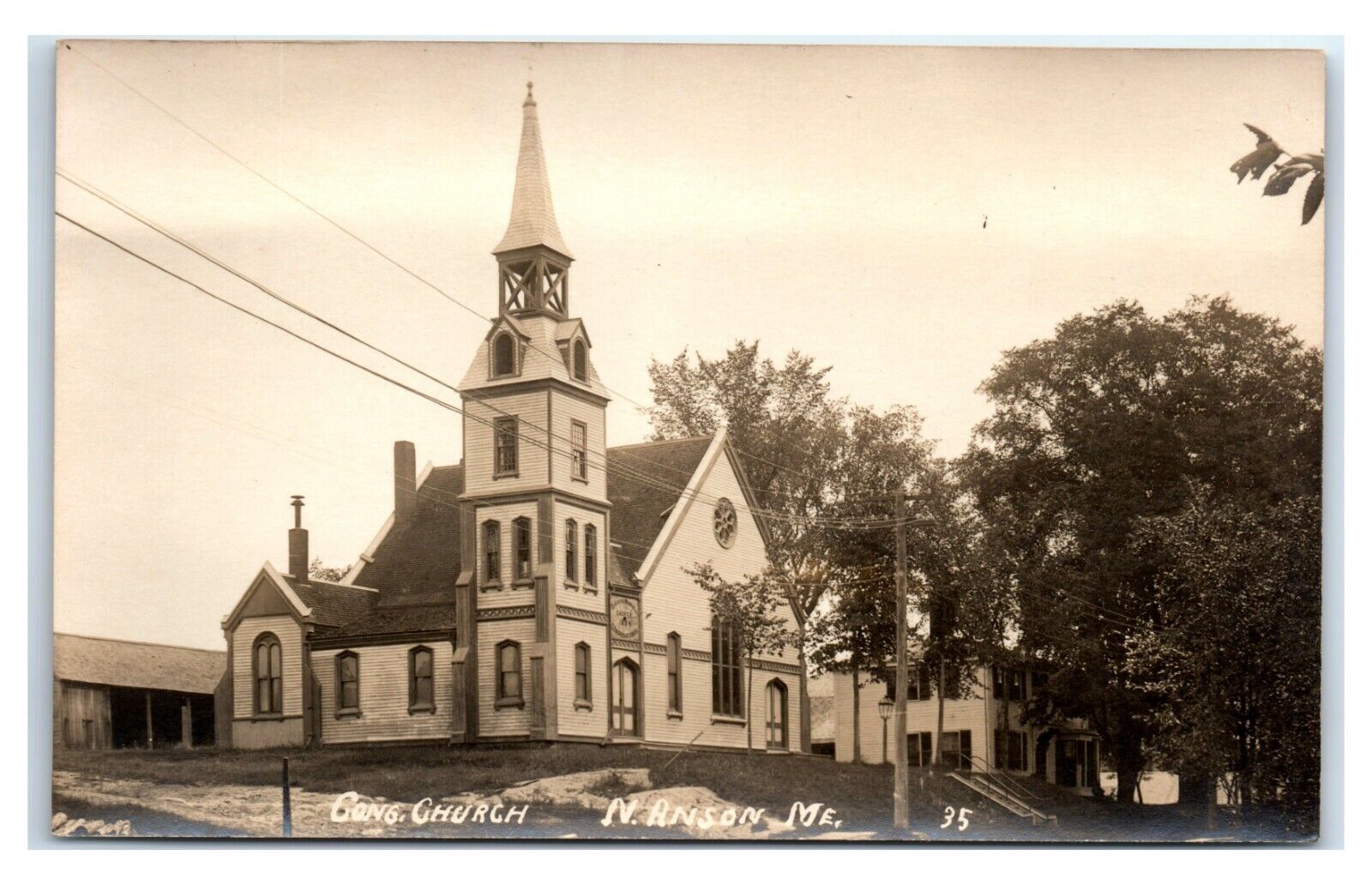 Postcard Congregational Church, North Anson, ME RPPC C72
