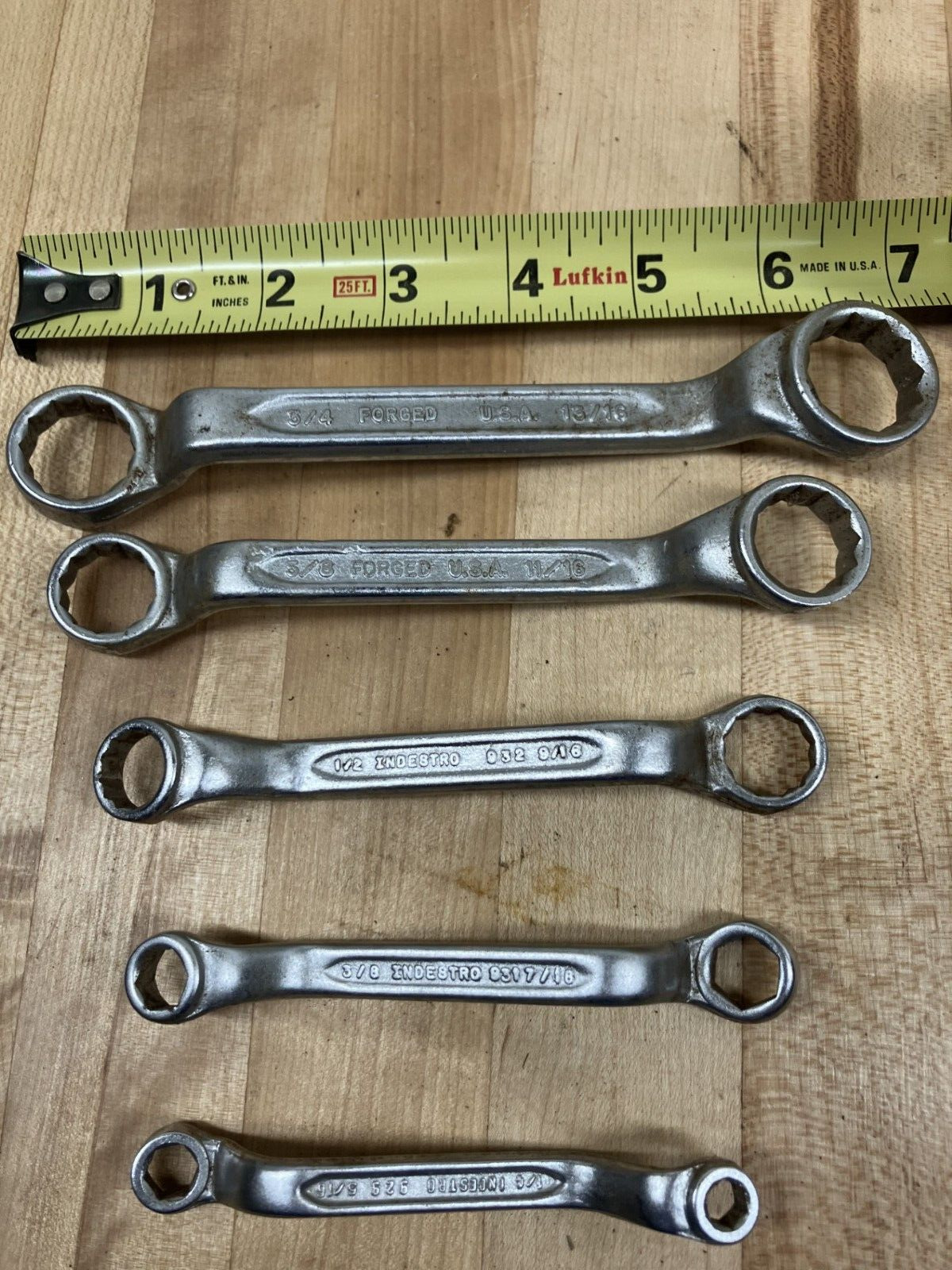 Vintage Indestro Deep Offset Box End Wrench Set 5pc (Made in USA)1/4\