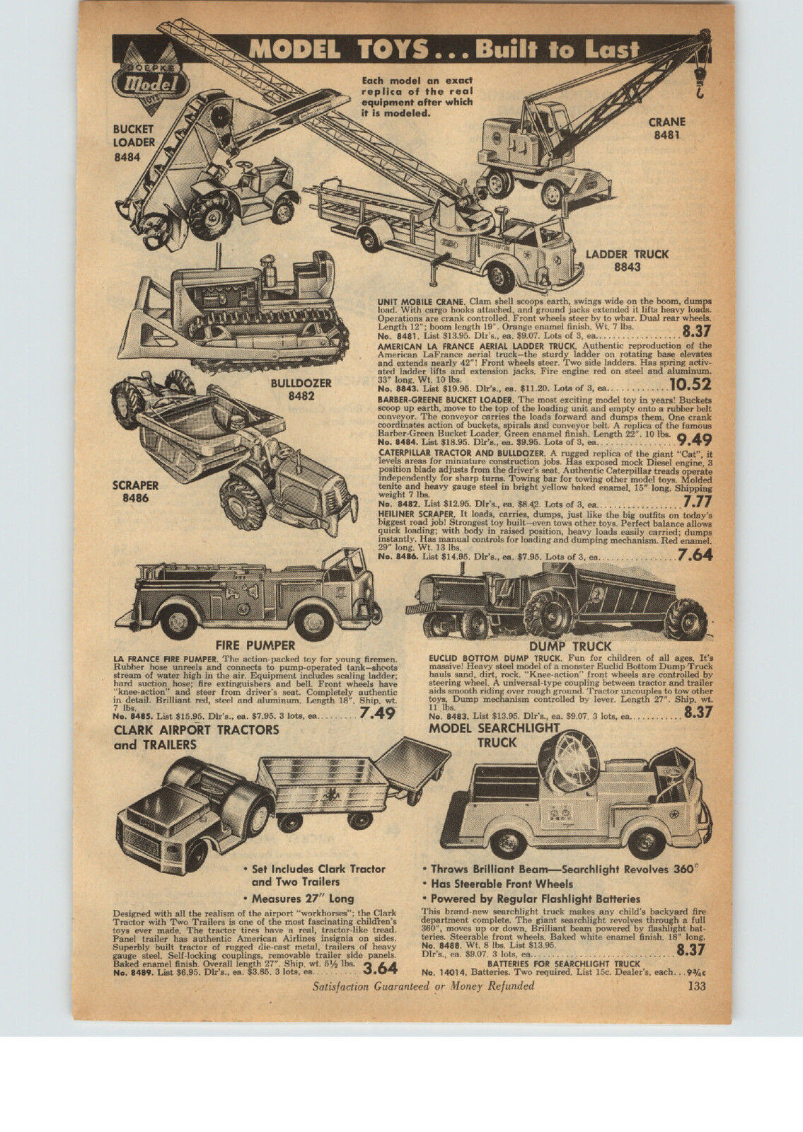 1956 PAPER AD Doepke Model Toys Euclid Bottom Dump Truck Caterpillar Loader