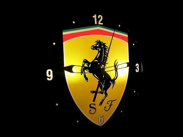 FERRARI VINTAGE PAM STYLE ELECTRIC WALL CLOCK--STYLE 5 oil, gas, signs