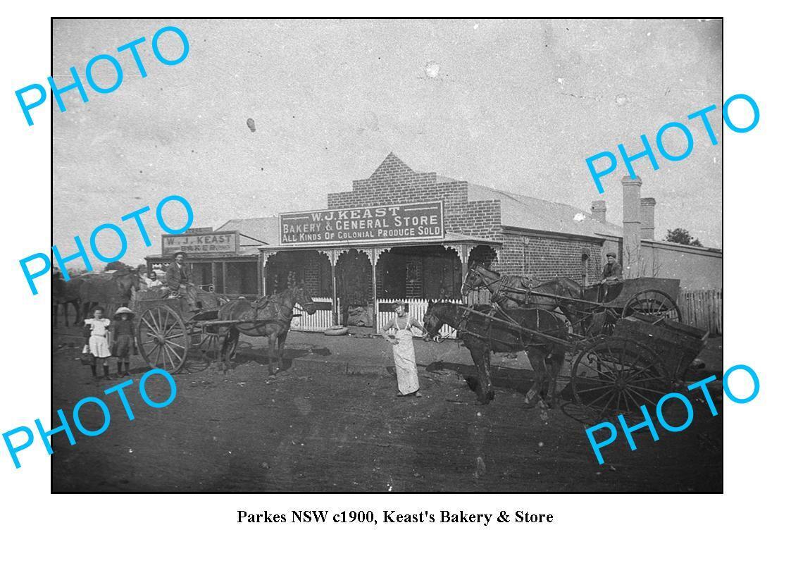 OLD LARGE PHOTO PARKES NSW KEAST BAKERY & GENERAL STORE c1900