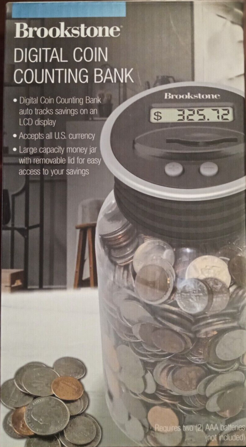Brookstone Digital Coin Counting Bank with LCD Display Brand New in Box