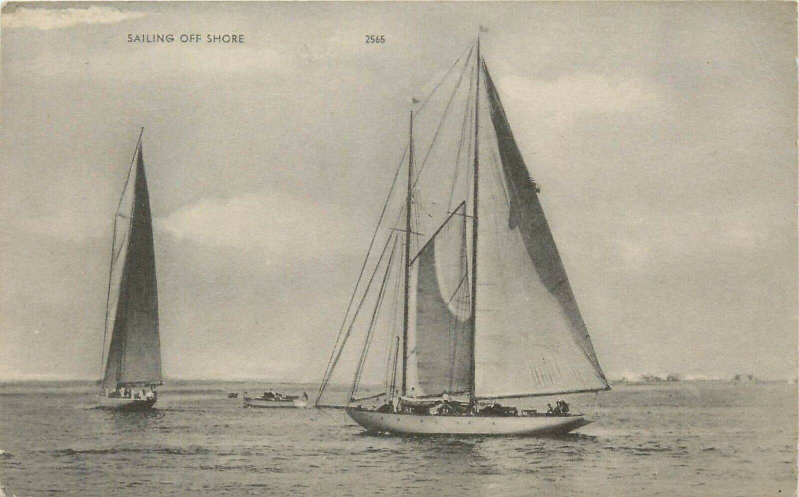 Sailboat Sailing off Shore Massachusetts boats Nautical Postcard