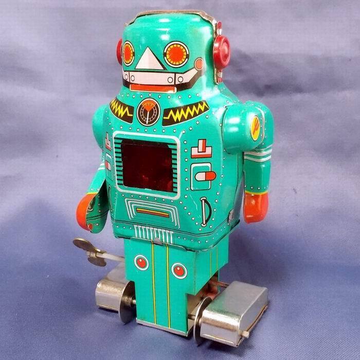 Tin Sparky Robot Complete Reprint Version Wind-Up Walking Gimmick Toy Showa Retr