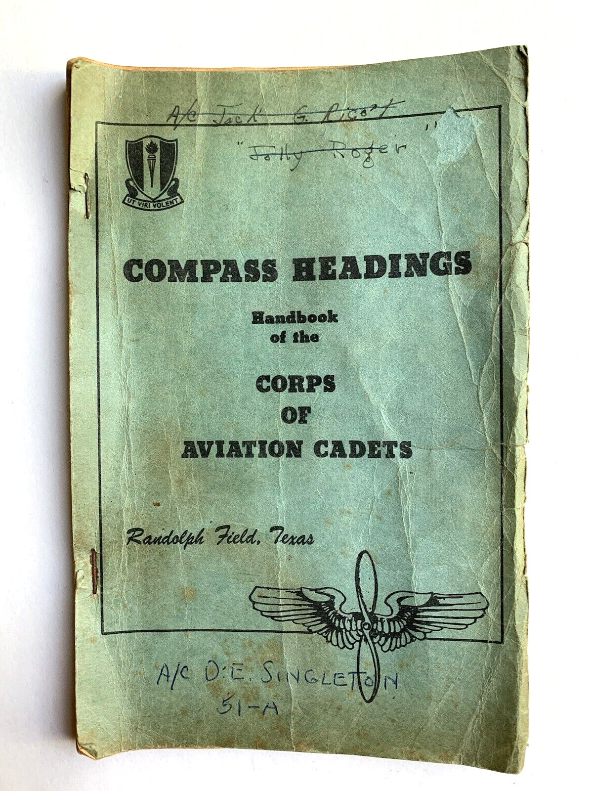 Handbook for Army Corps of Aviation Cadets Randolph Field Texas c.1940s Vintage