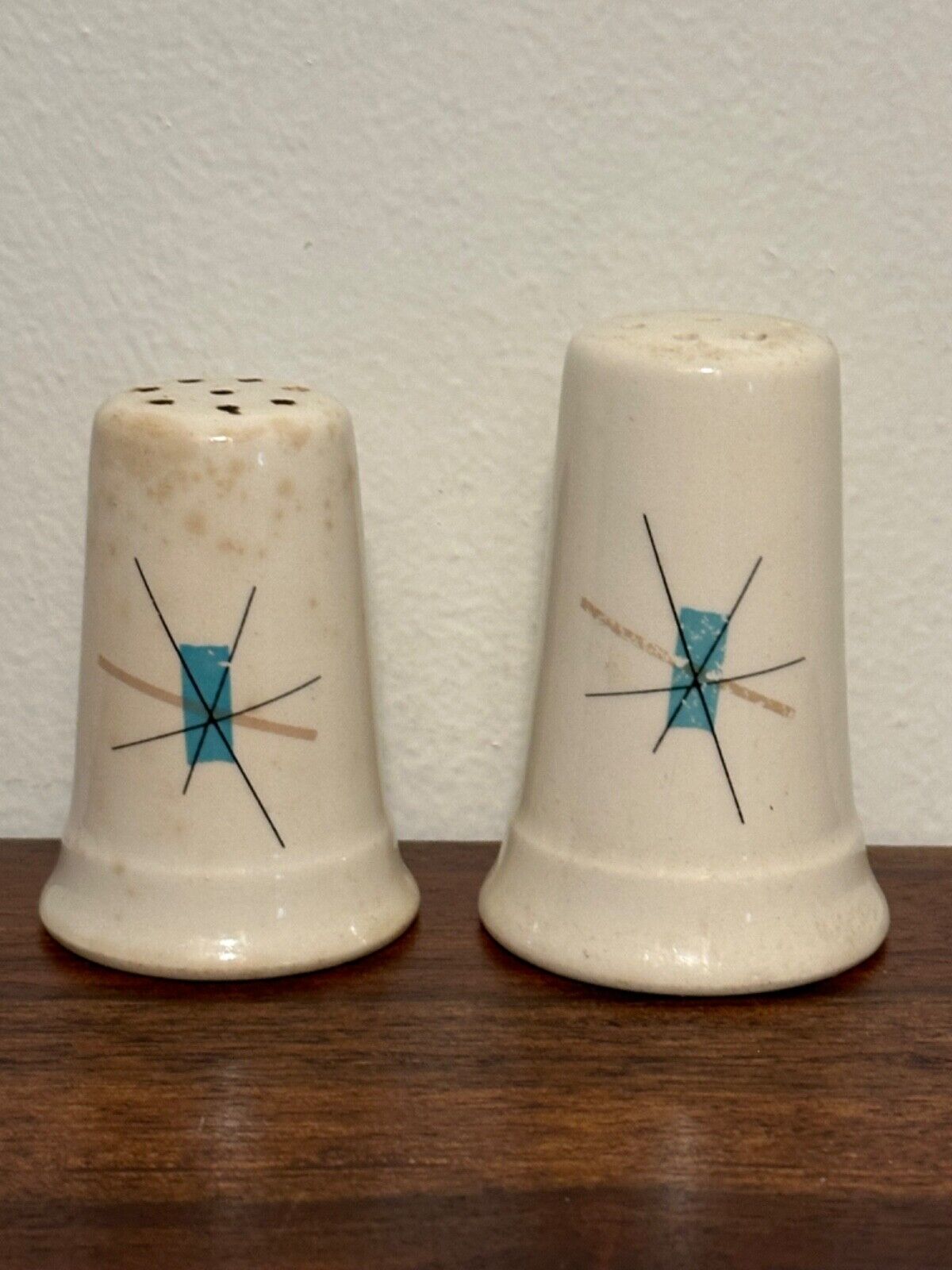 Mid Century Salem North Star Ceramic Salt and Pepper Shakers