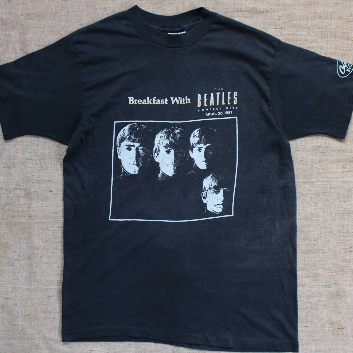 1987 Vintage T-Shirt John Lennon Breakfast with BEATLES Super Rare Black