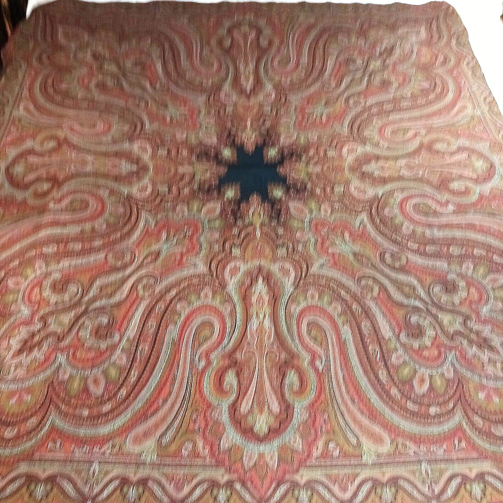 Antique Victorian Kashmir Paisley Piano Scarf Shawl Tablecloth Wool Textile