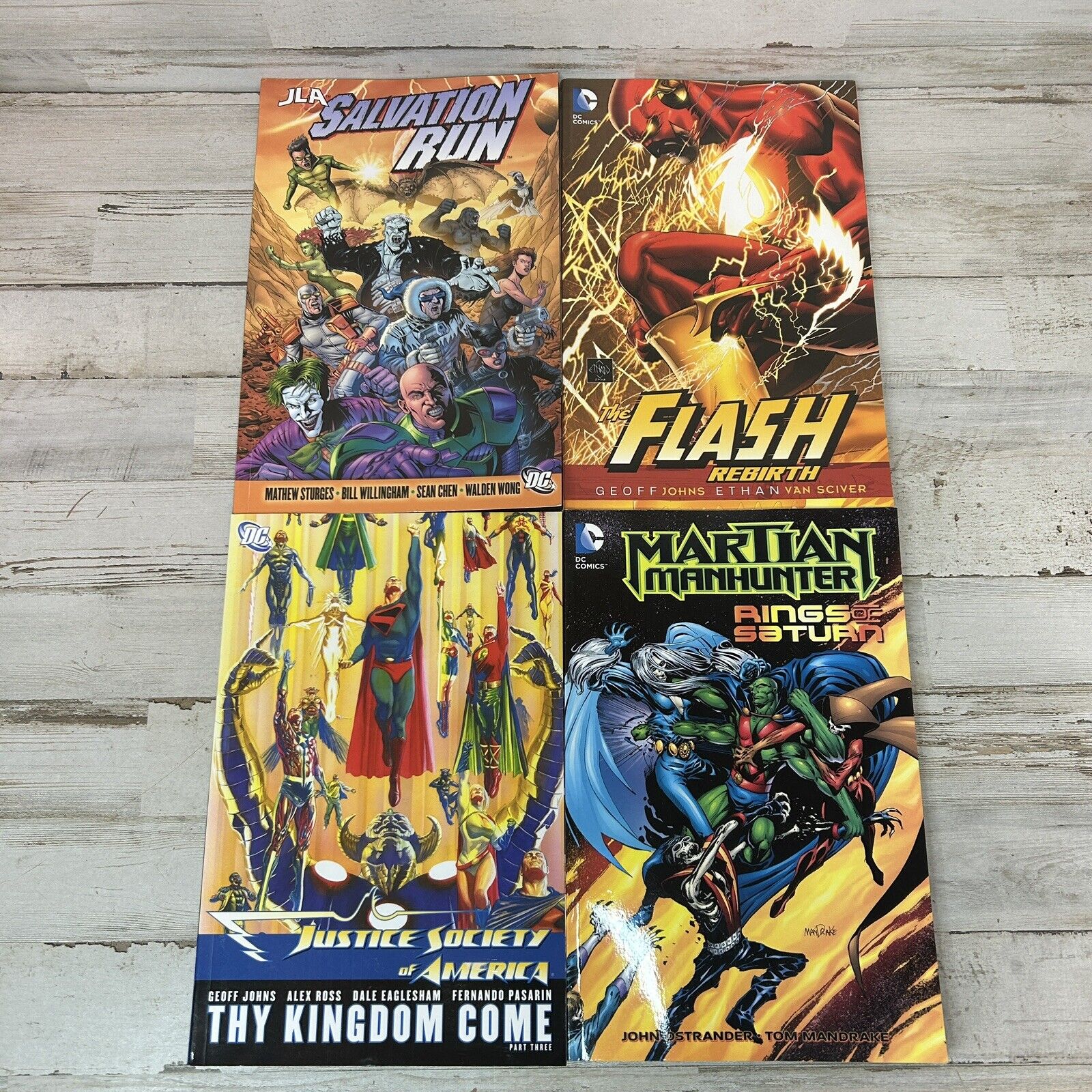 Lot Of 4 DC Comics Graphic Novels: Rings Saturn, Kingdom Come, Flash, Salvation
