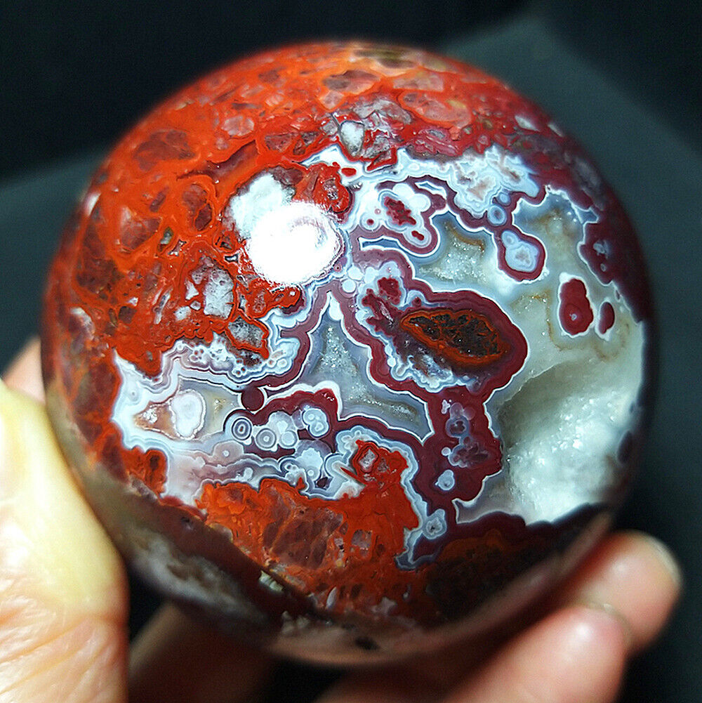 TOP 421G Natural Polished Mexico Banded Agate Crystal Sphere Ball Healing  A2269