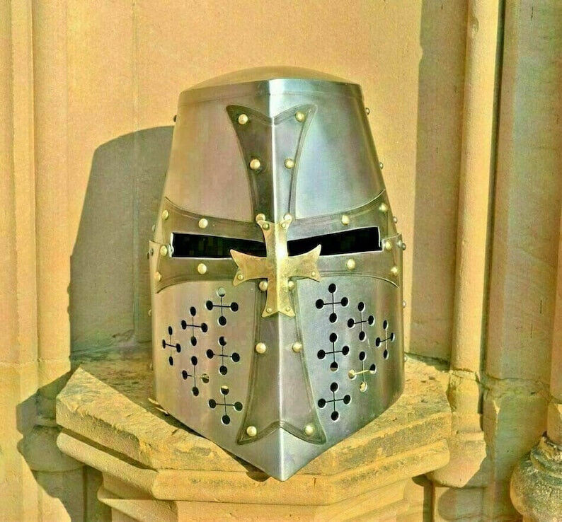 Medieval Knight Templar Sugar Loaf Helmet Crusader Wearable Warrior 