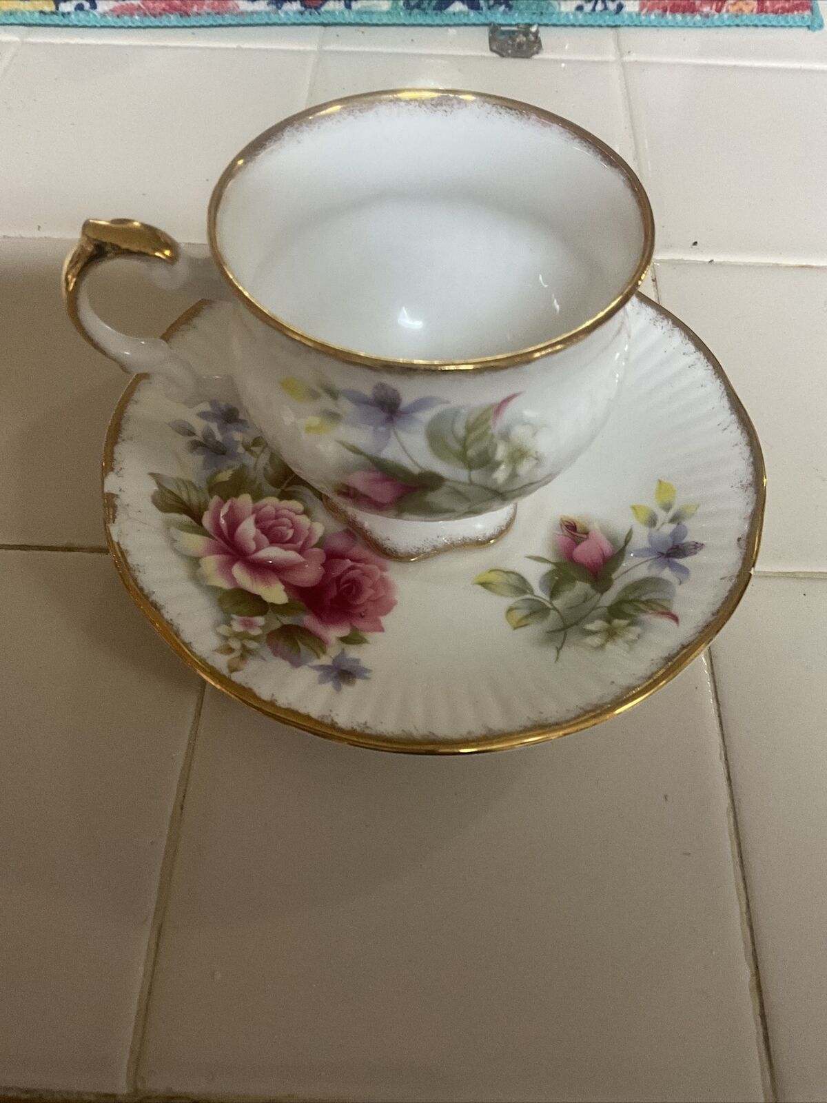 Vintage Elizabethan Fine Bone China England Tea Cup and Saucer Floral Rose 