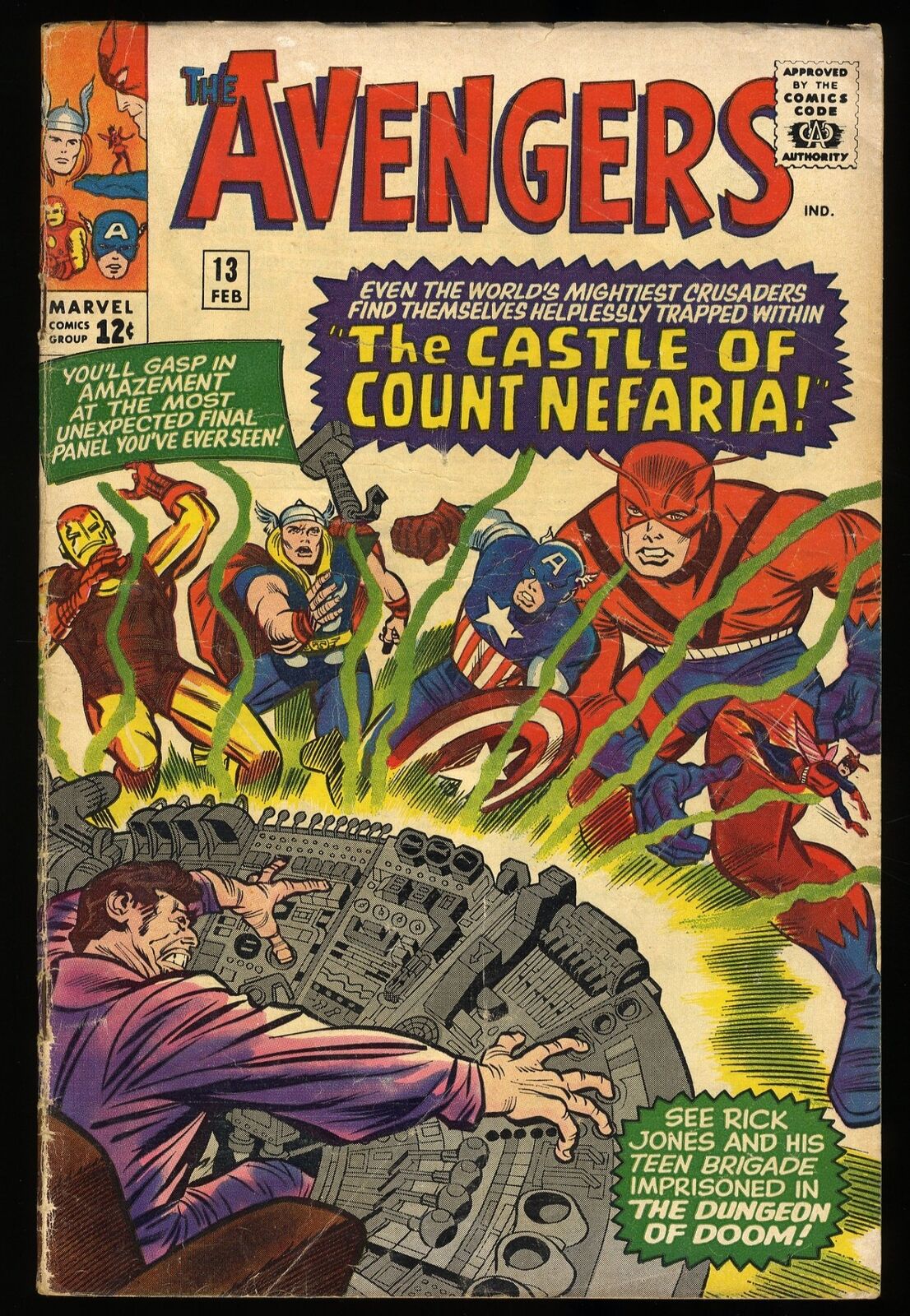 Avengers #13 VG- 3.5 1st Appearance Count Nefaria Jack Kirby Marvel 1965
