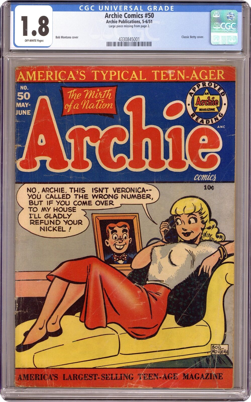 Archie #50 CGC 1.8 1951 4330845001