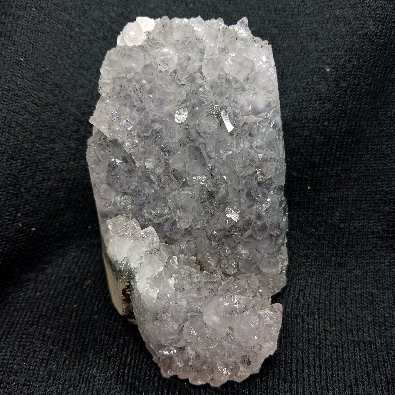 Gray amethyst crystal cluster sparkling amethyst geode cut base black amethyst 