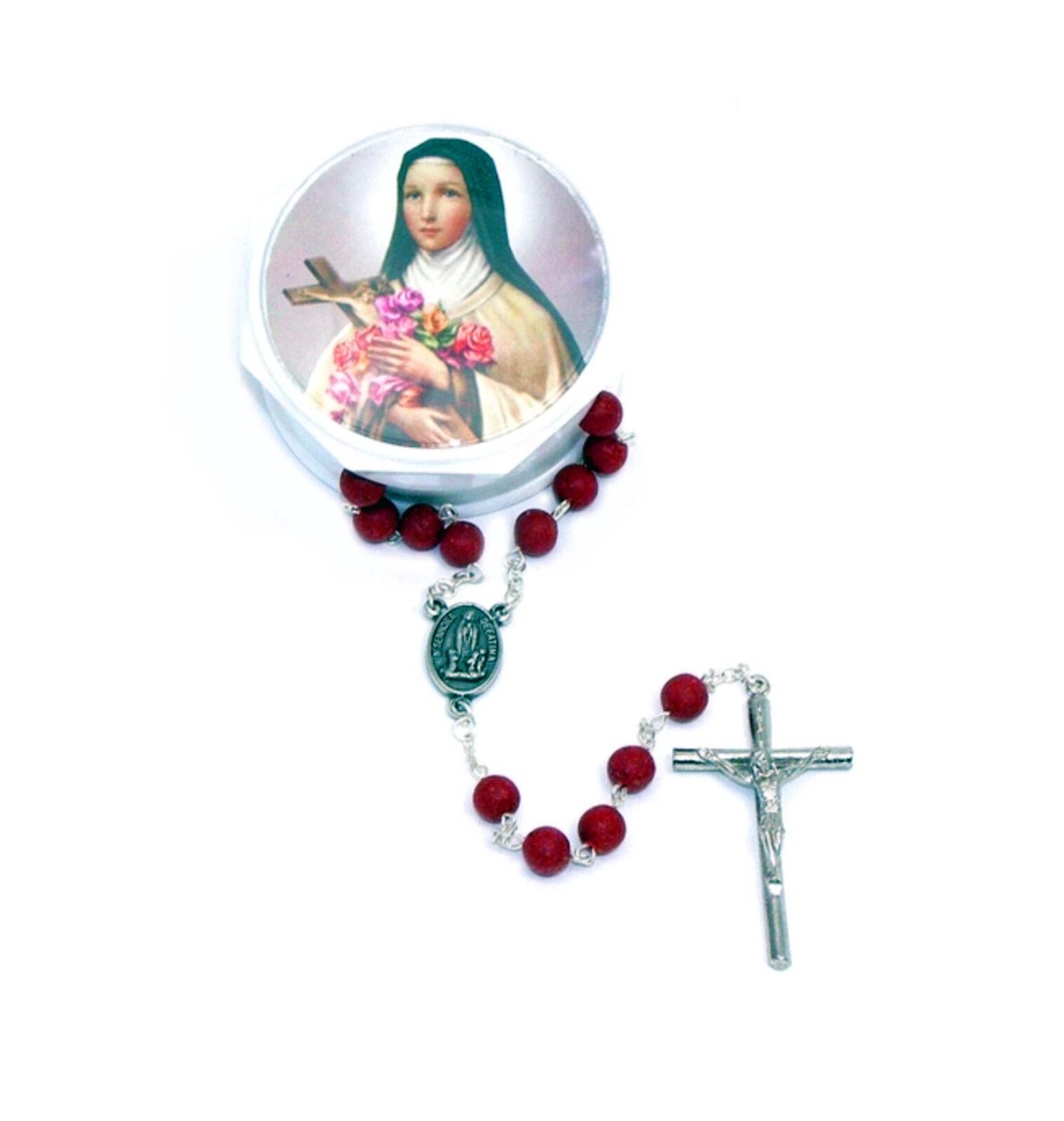 Religious Gifts Rose Scented Carved Wood Prayer Bead 19 Inch Rosary + Extra Gift