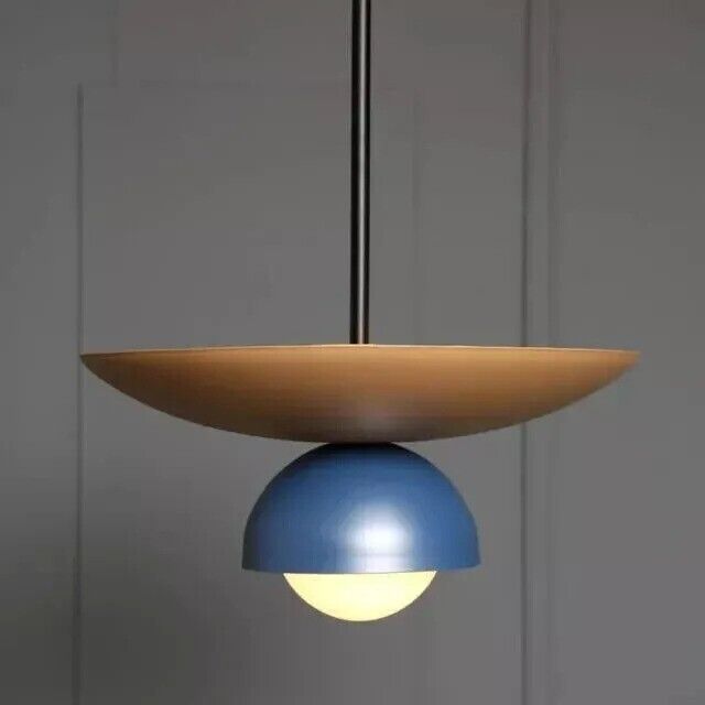 1950's Mid Century Handmade Pendant Light Minimal Geometric Chandelier Edison