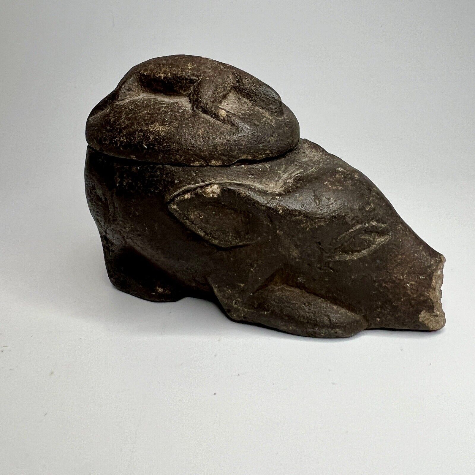 Rare Inca Canopa Pig And Lizard Ritual Vessel  4”x3” Pre Columbian
