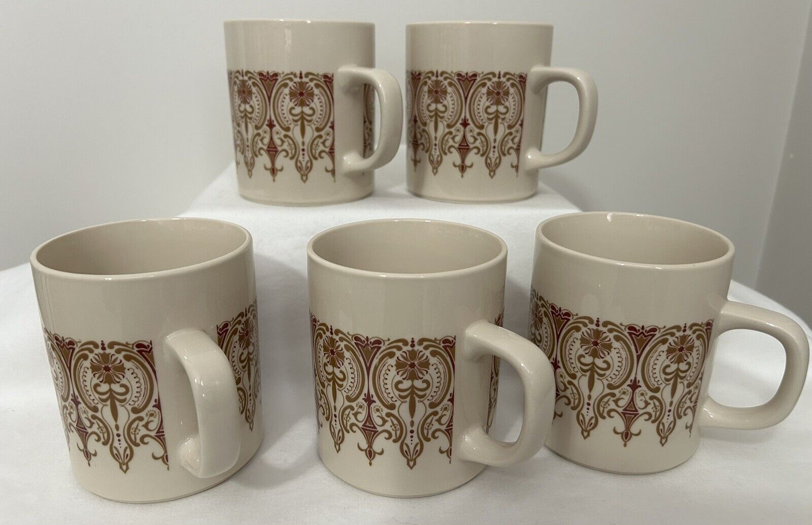 Vintage Set Of 5 Marco Polo Floral Design Coffee Cups Boho/Cottage Core
