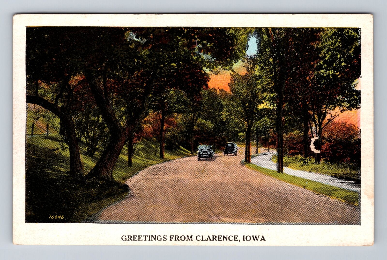 Clarence IA-Iowa, Scenic Greetings, Antique Road Side Souvenir Vintage Postcard