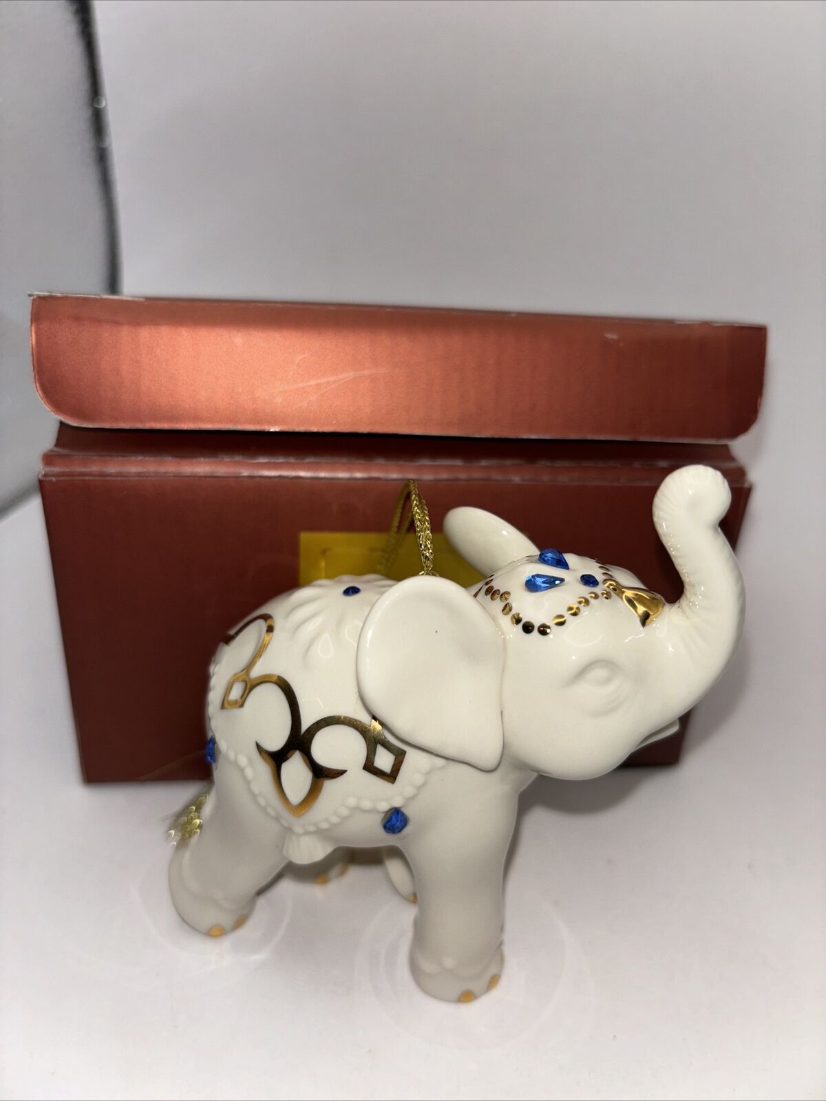 LENOX ENCHANTED ELEPHANT LAVISH DESIGNS + ADORNED WITH BLUE CRYSTALS + 24K GOLD