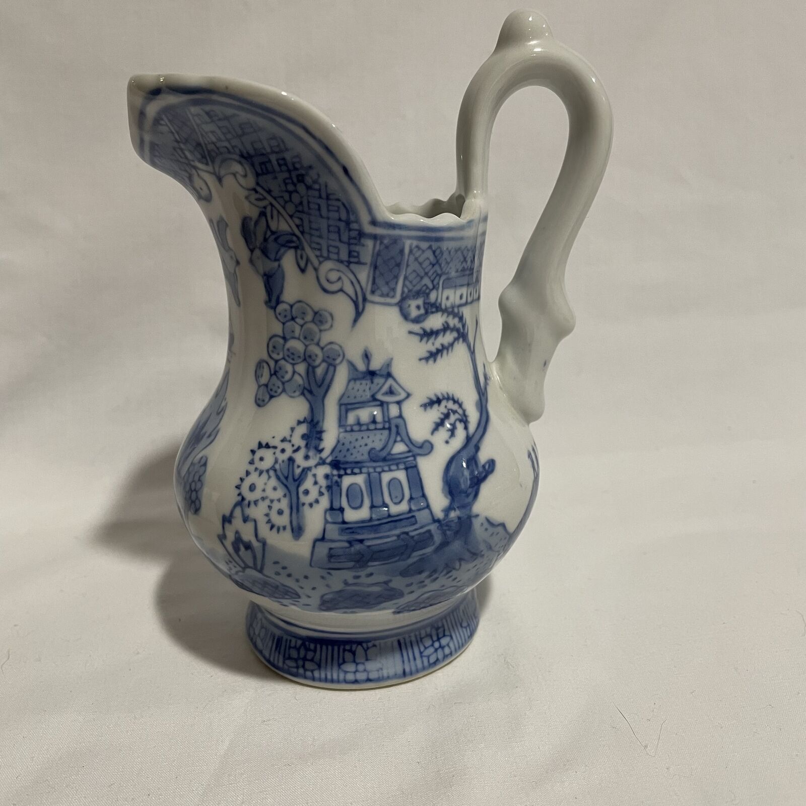 Vintage Chinese Blue & White Porcelain Pitcher