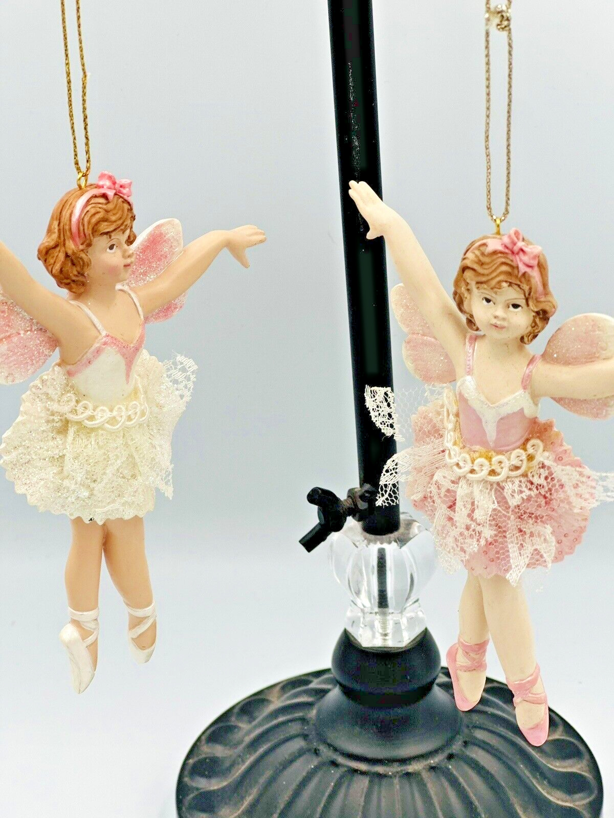 Vintage Girl Ballerina Butterfly Ornaments Lot of 2 # 1753