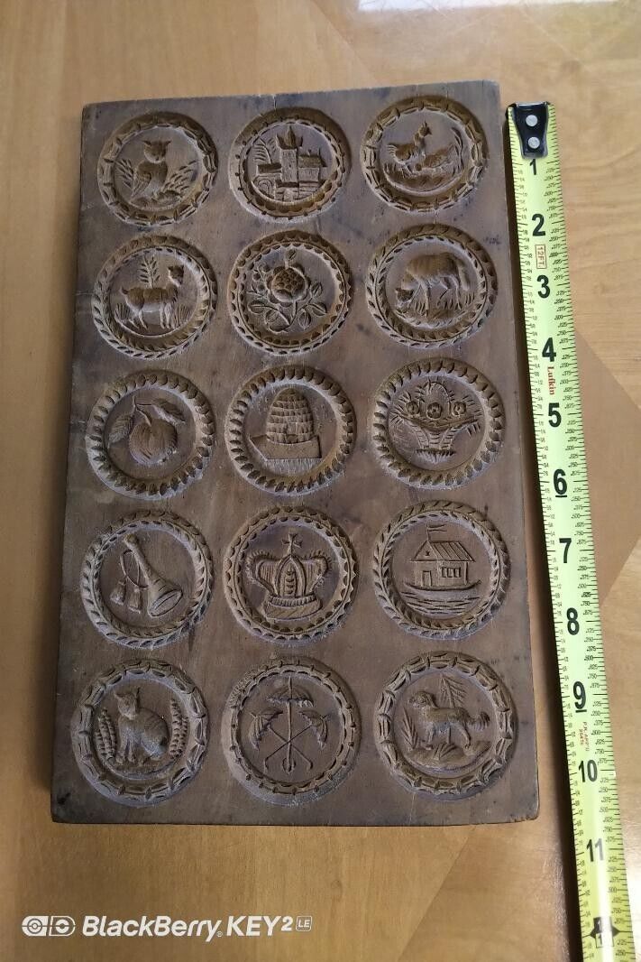 Antique Carved Springerle Cookie Mold Wooden Gingerbread Speculaas Board Press