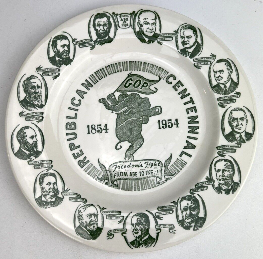 Vintage Kettlesprings Kilns Plate 1954 Republican Centennial GOP Plate