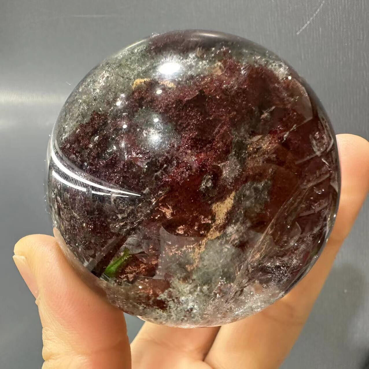 60mm Natural red phantom quartz Ball Crystal polished Sphere Healing Gift