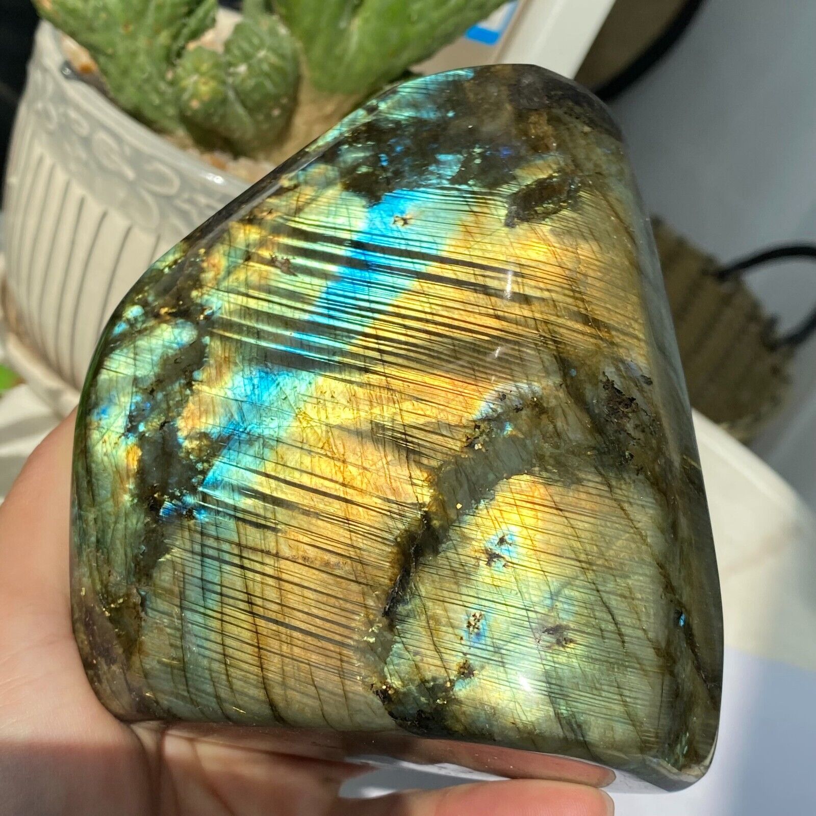 2.66LB Top Labradorite Crystal Stone Natural Rough Mineral Specimen Healing T22