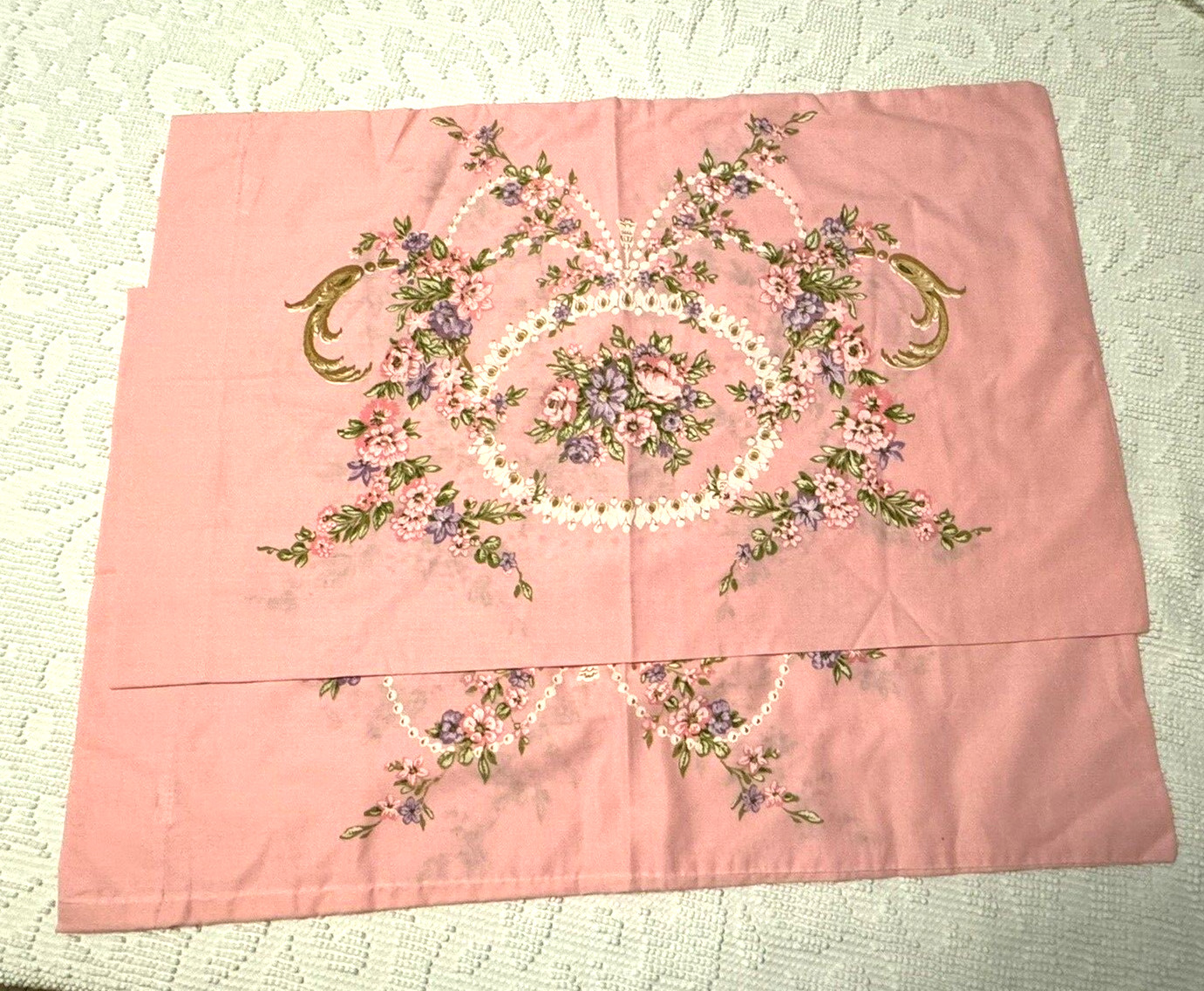Vintage Pink Floral Pillow Cases Cottage Core Second Set