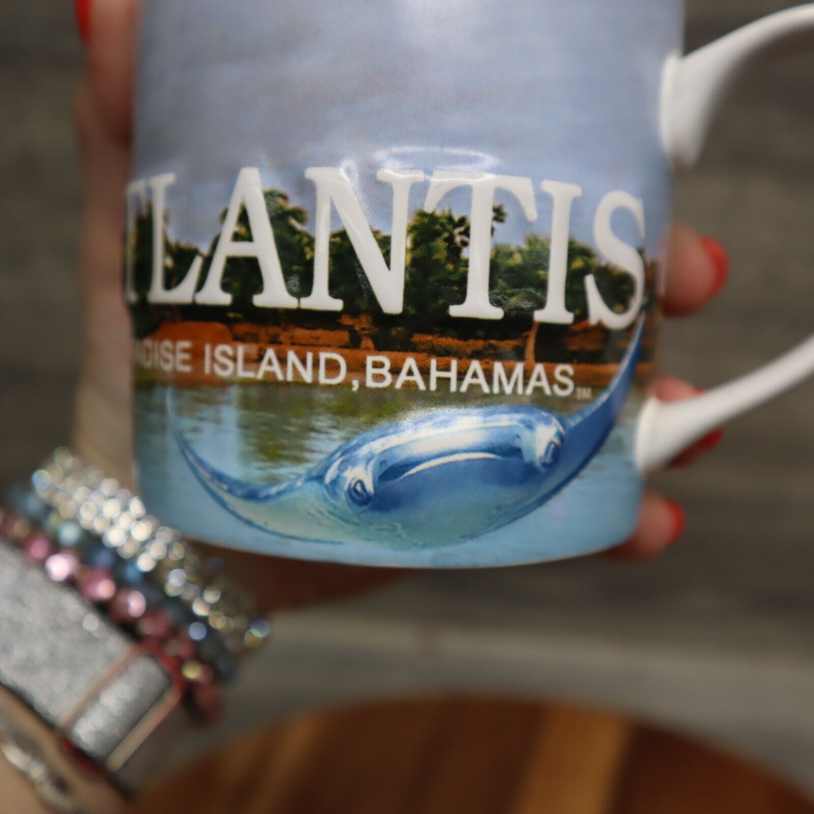 Atlantis Paradise Island Bahamas Souvenir Coffee Mug Resort Hotel Dolphin Design