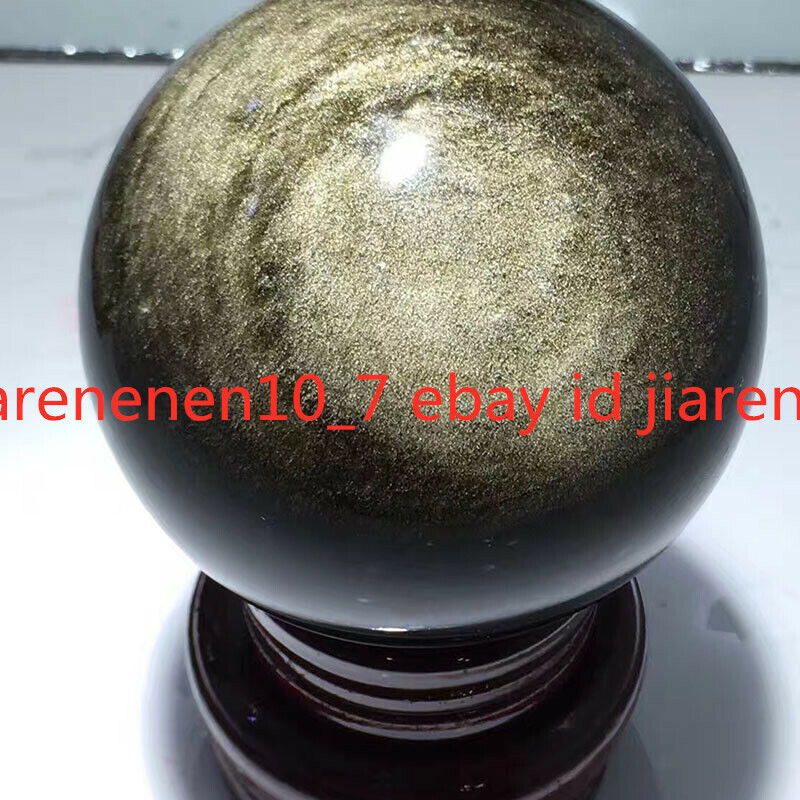100% Natural Gold Obsidian Crystal Sphere Healing Ball + Stand 40/50/60mm