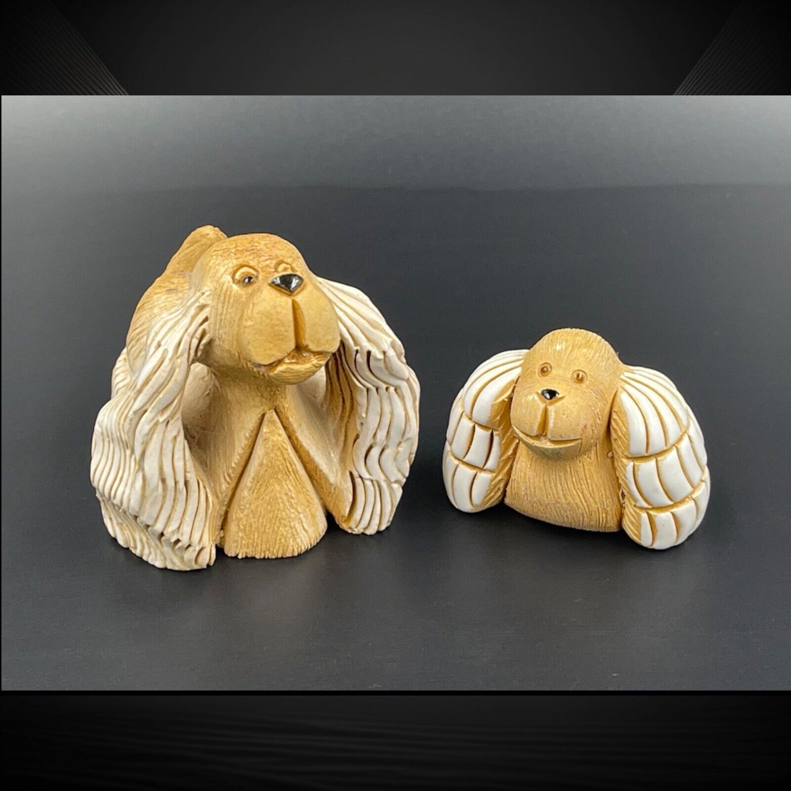 2 Artesania Rinconada Cocker Spaniel Family Dog & Puppy Figurines 2” & 1.5”