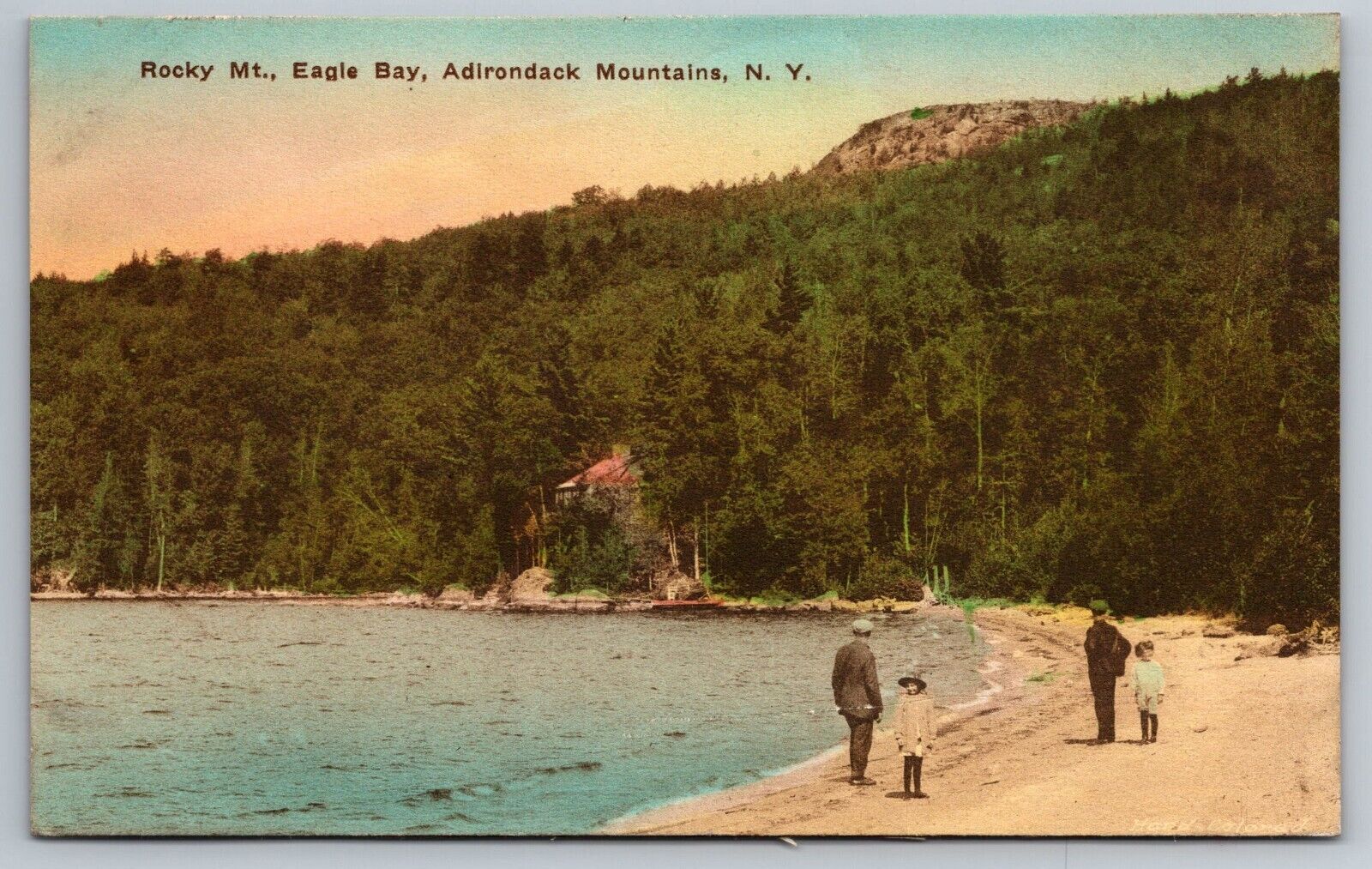 Rocky Mountain. Eagle Bay. Adirondacks Hand Colored New York Postcard