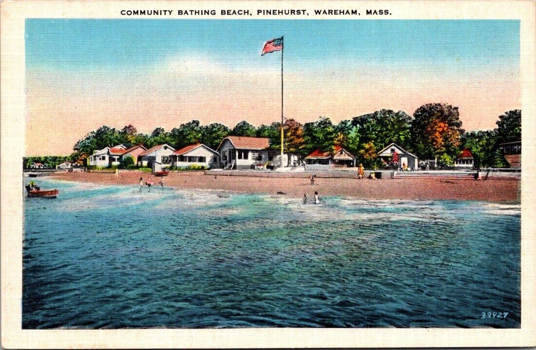 RARE Wareham MA Massachusetts Pinehurst Beach Cape Cod Linen Postcard Unposted