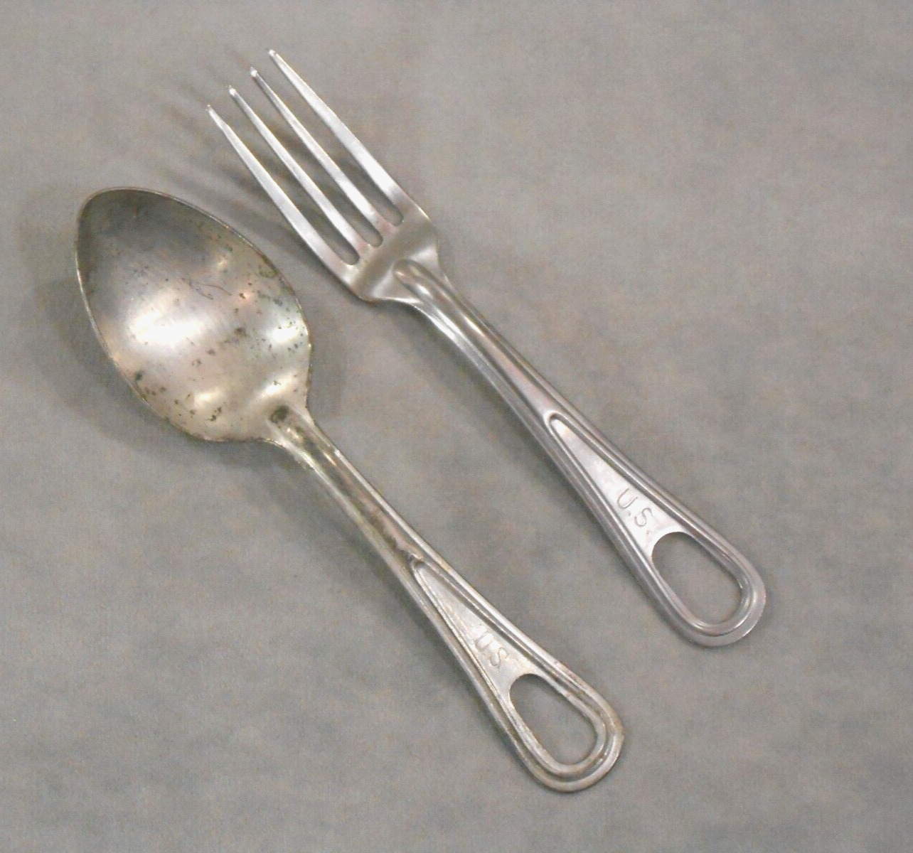 Vintage 1944 WWII Military Silverware US Spoon Fork Collectible Field Gear
