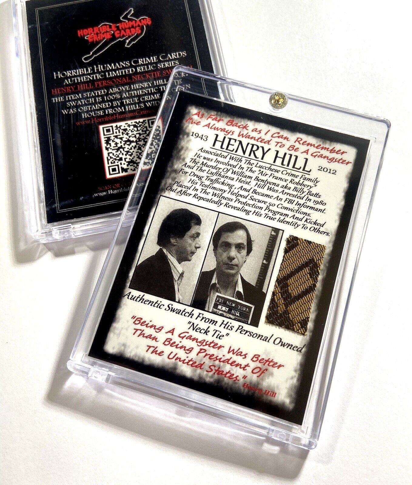 Henry Hill “ Goodfellas “ Authentic Relic Series Card #HH01 In Case COA On Back