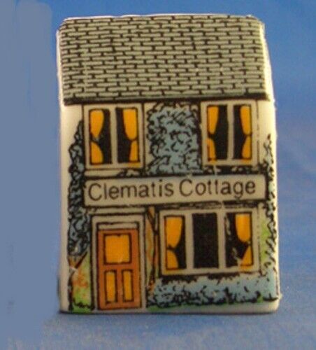 Birchcroft Miniature House Shaped Thimble -- Clematis Cottage