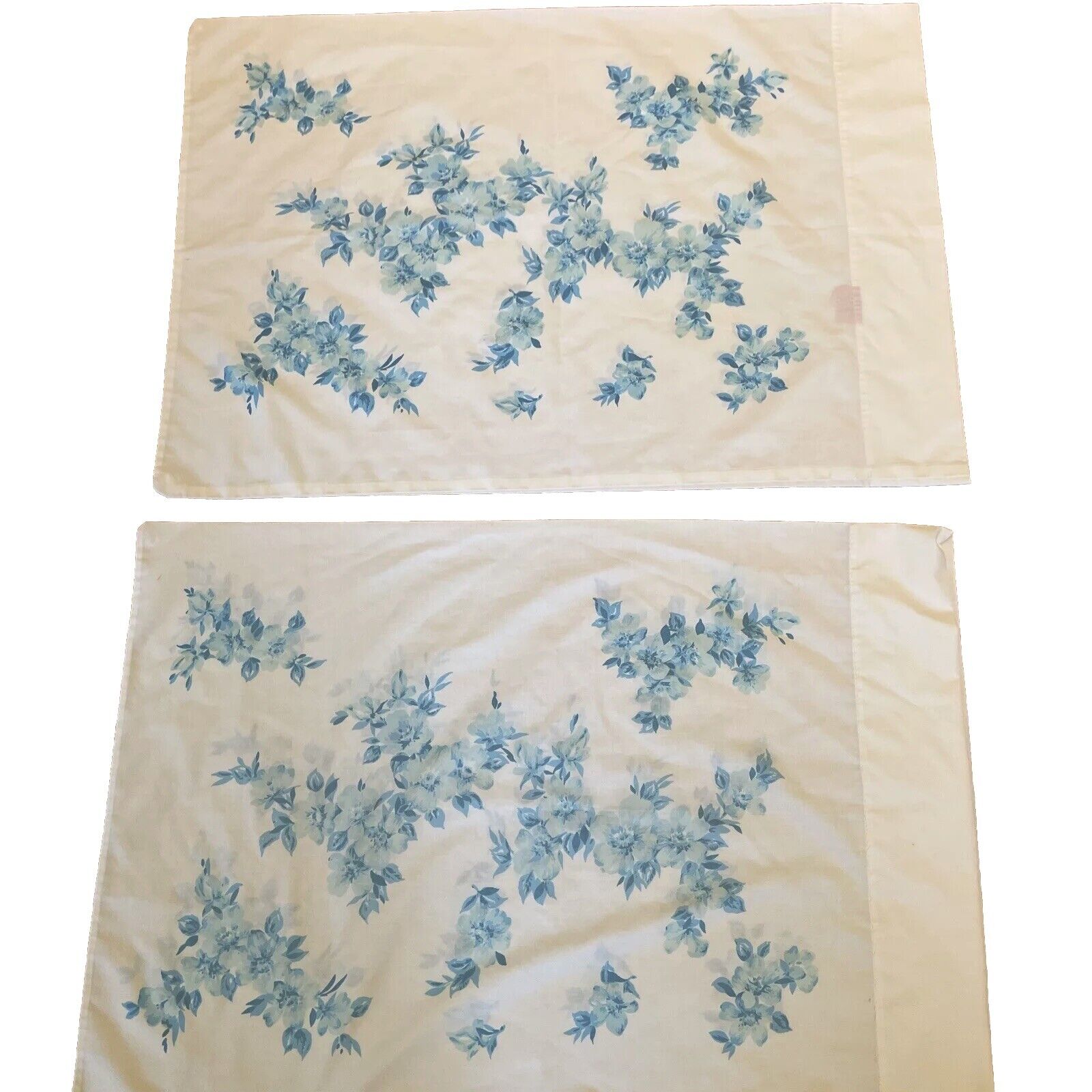 Vintage Sears  Flower Perma Prest 30X20 Standard Pillowcase Set of 2 Blue Floral