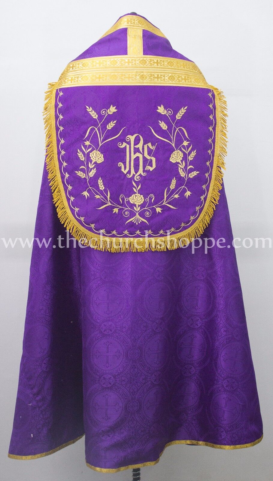 New Violet Cope & Stole Set with IHS embroidery,capa pluvial,chape,far fronte