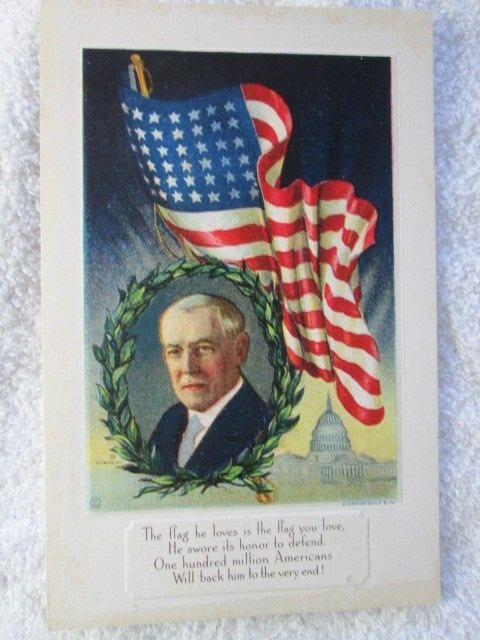 Antique President Woodrow Wilson Patriotic Postcard