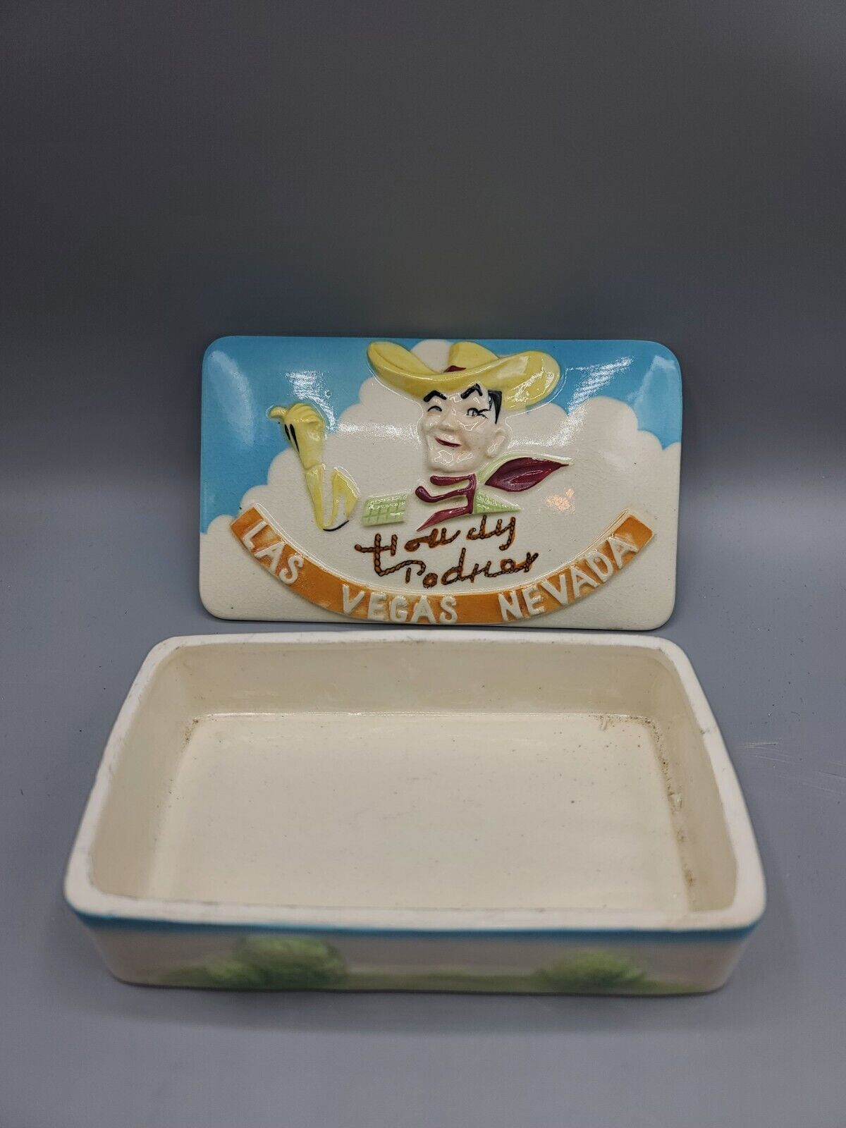 RARE Vintage 1950’s Las Vegas Casino Howdy Podner Embossed Souvenir Trinket Box