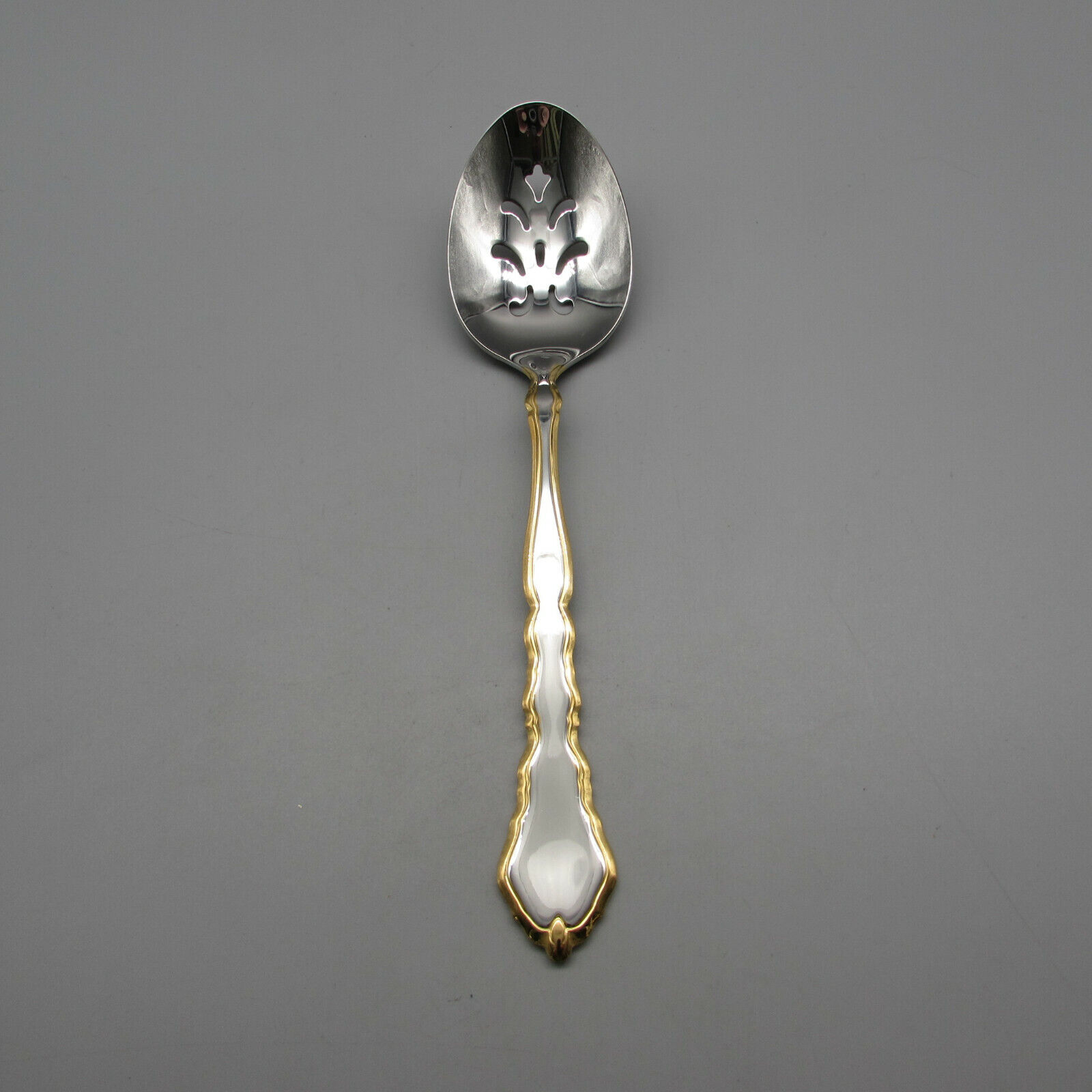 Oneida Stainless Flatware GOLDEN ROYAL CHIPPENDALE Slotted Serving Spoon CANADA