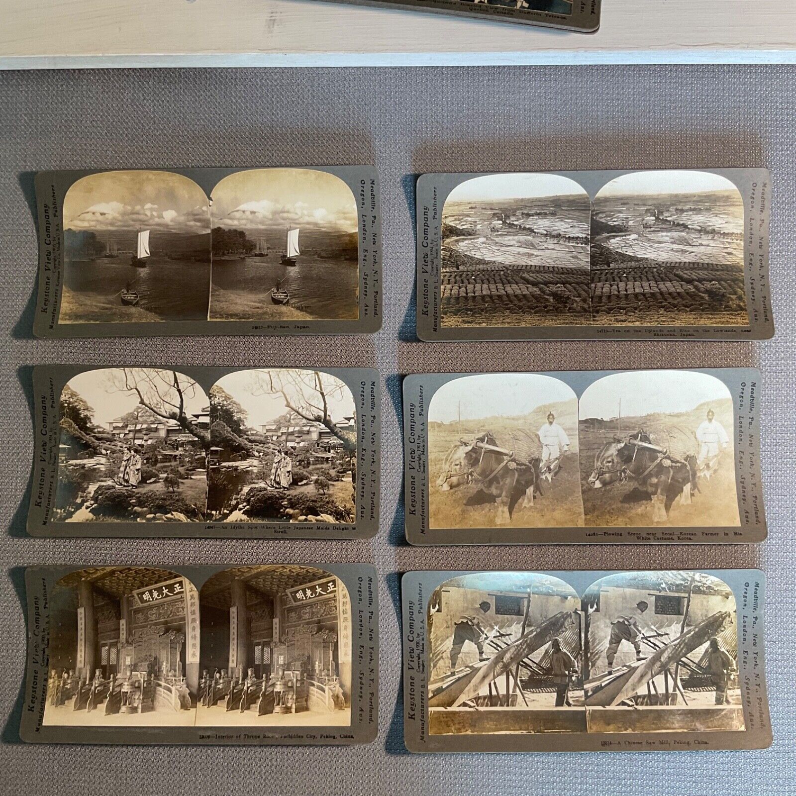 Lot Of 6 Rare Stereograph Stereoview Antique Pictures of Japan China Korea
