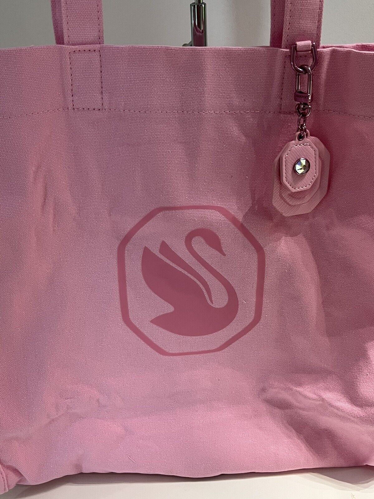 Swarovski  Iconic Swan Pink Canvas Tote Bag With Charm 5690047