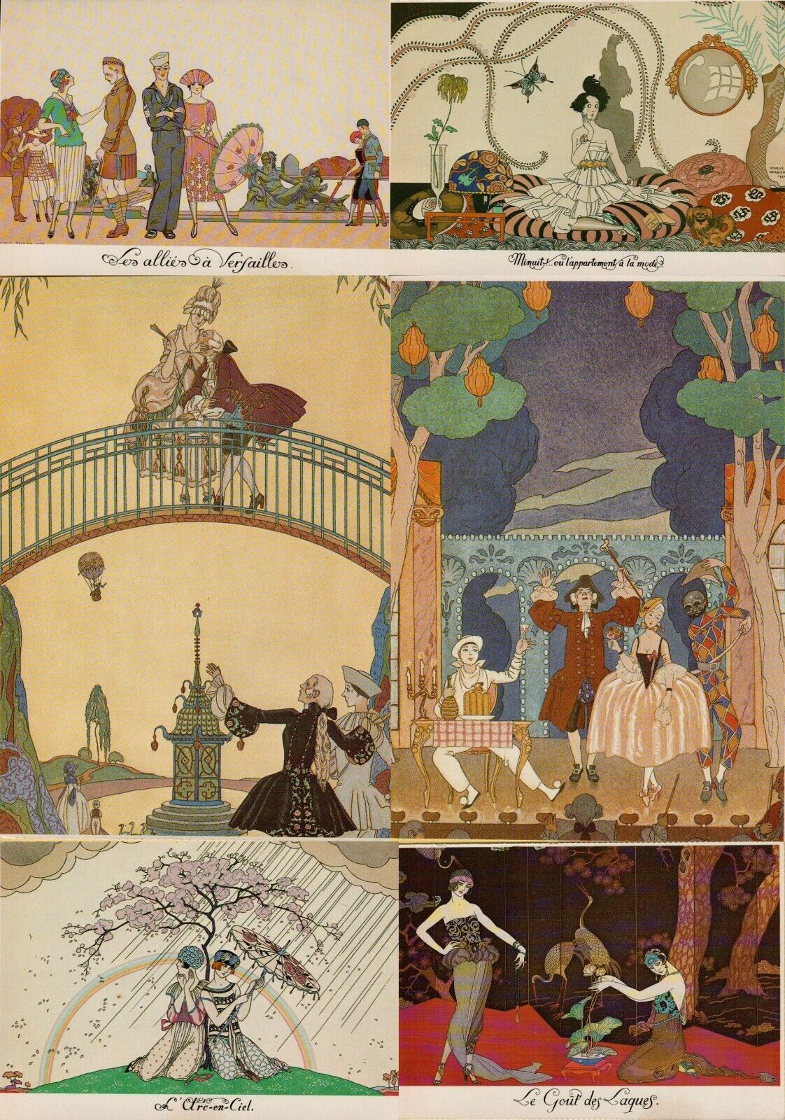 George Barbier Lot of 6 Post Cards Dover Publications 1986 Unused Fine Condition