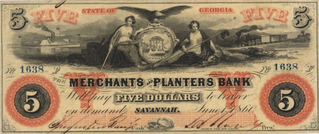 Merchants and Planters Bank $5 - Obsolete Notes - Paper Money - US - Obsolete
